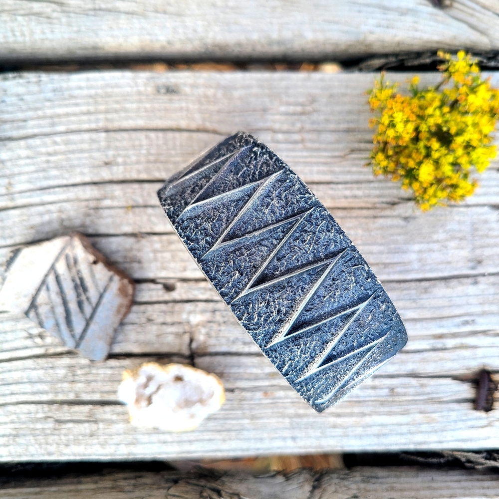 Handmade Lighting bolt tufa cast cuff bracelet